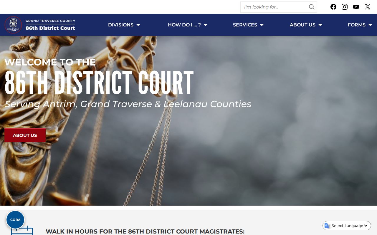 Leelanau County city court warrant research showing district court access and records links