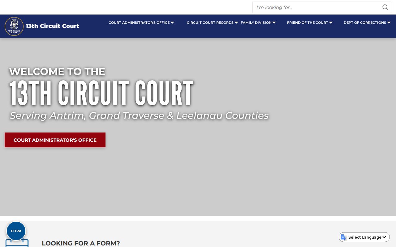 Leelanau County arrest warrant research showing circuit court clerk administration address