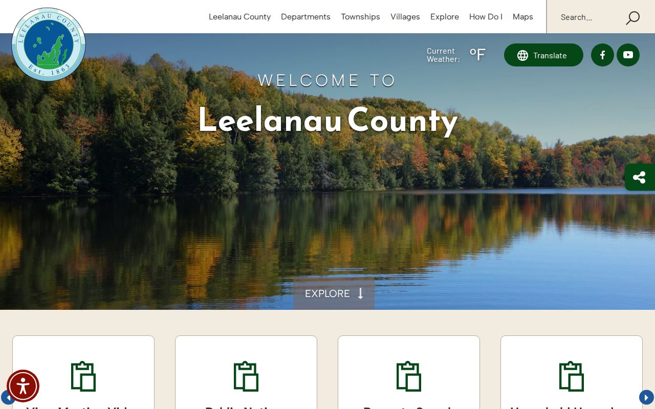 Leelanau County warrant records research showing county building and department navigation