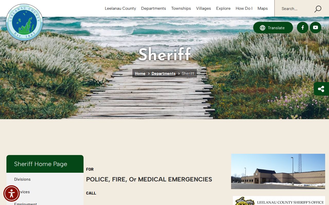 Leelanau County warrant records research showing the county Sheriff agency overview